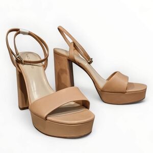 VINCE CAMUTO Pendry Tan Leather Platform Ankle Strap Open Toe Sandals 9M